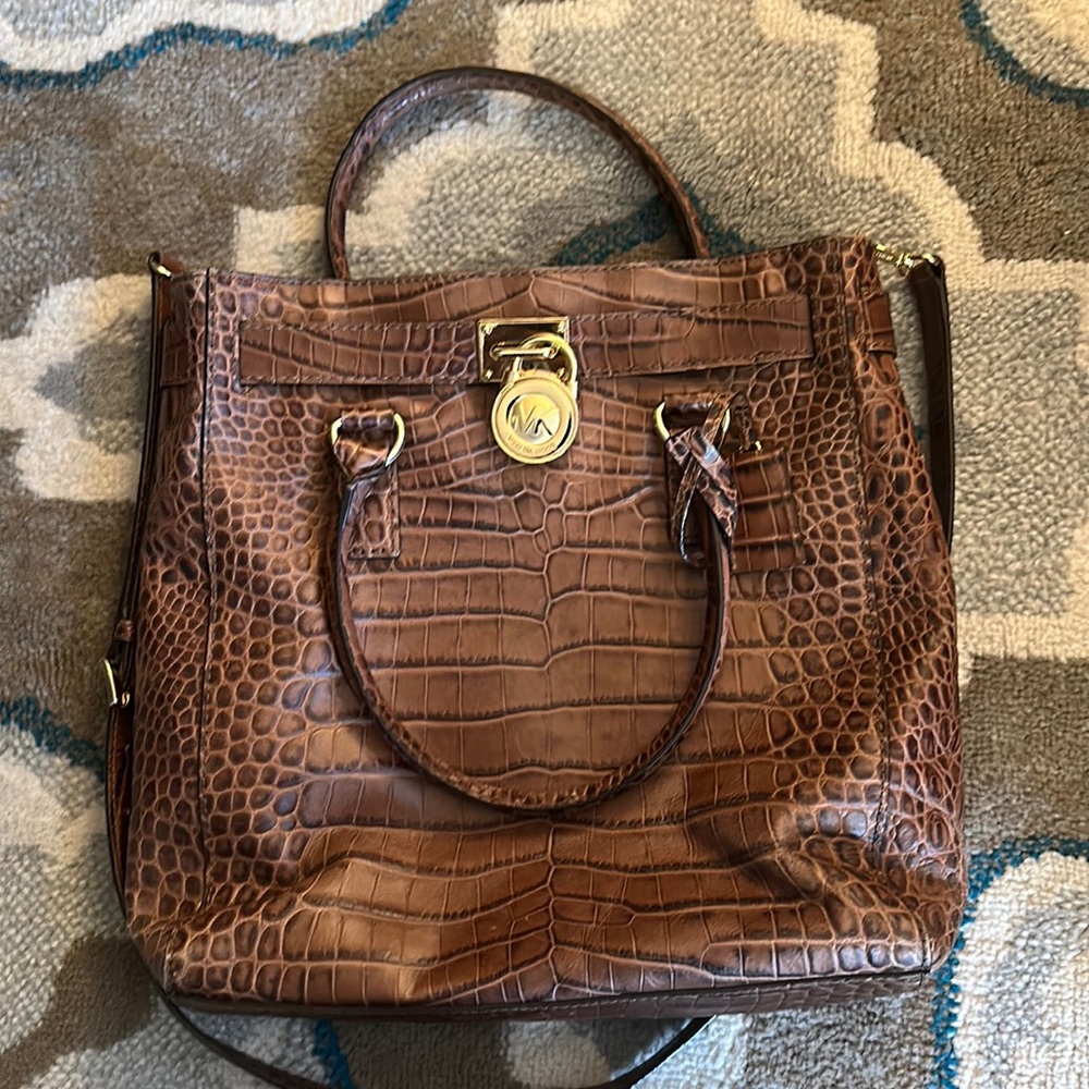 Michael kors crocidile print handbag with strap